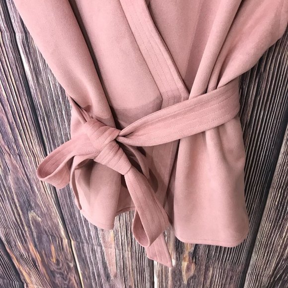 Ryegrass Faux Sueded Wrap Style Vest Top Womens 1X Pink Sleeveless Tie Waist - Picture 4 of 6